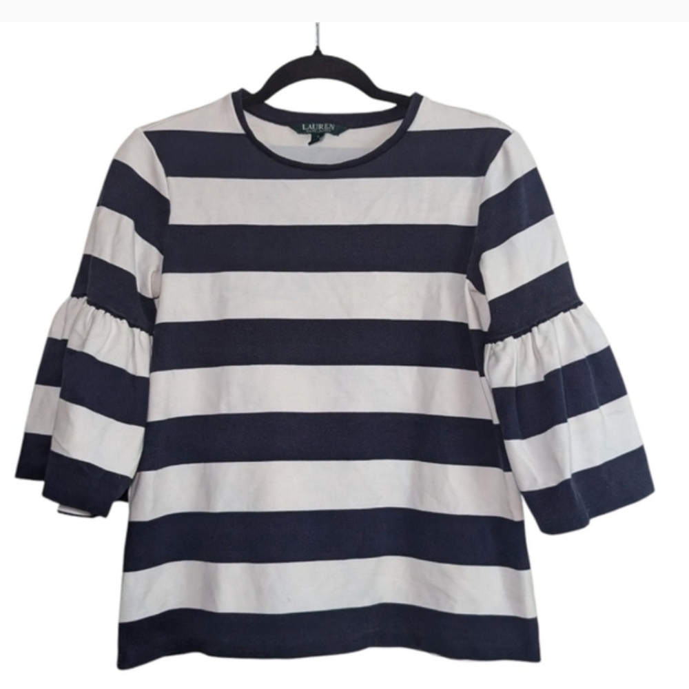 Lauren Ralph Lauren Striped Navy and White Top - Picture 3 of 6